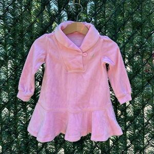 Nautica Velour Long Sleeve Collared Dress/Diaper Cover in Pink Size 6-12 Months
